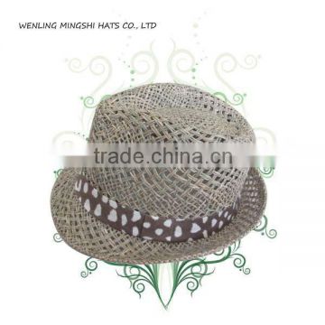 summer straw fedora hat for lady