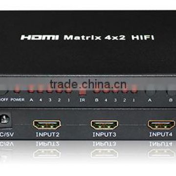 Mini HDMI matrix 4X2 with SPDIF +3.5mm output