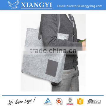 Customized Large Capacity Felt Shopping Handbag Tote Shopping Shoulder Bag With PU Leather Cell Phone Pouch Supplier's Choice photo-2