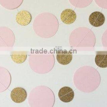 HOT! pink circle paper garland for festival wedding decorations