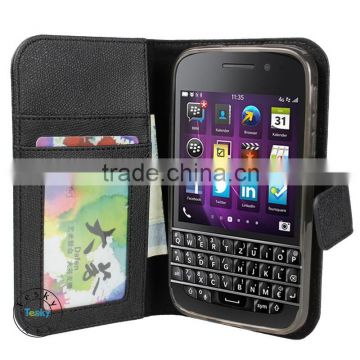 For blackberry Q20 classic wallet case,black wallet leather case for blackberry Q20 classic