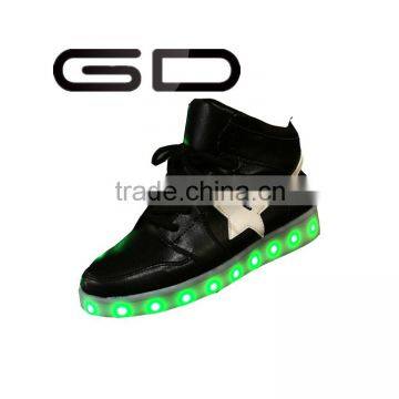 GD 2016 new products usb charge lace up cheap PU led girls shoes