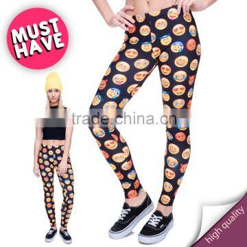 All over print personalized design 3d print emoji girls leggings wholesale