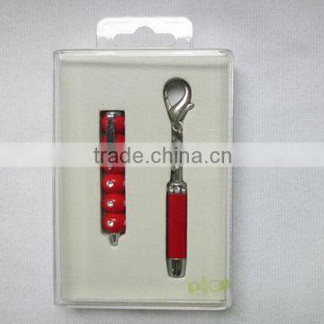 Mini ball pen and mini torch with keychain packed in a transparent gift box