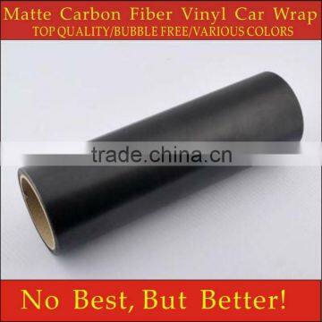 High Quality Matte Texture Black Carbon Fibre Vinyl Car Wrap Sticker Bubble Free