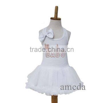 Xmas Baby Rhinestone Santa BABY White Petti Pettiskirt Dress