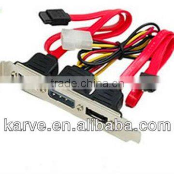factory supply 2portx ESATA +power to SATA 7P F bracket cable