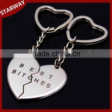 Promotion Best Bitches Keychain Broken Heart couple Keychain/