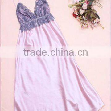 Comfortable And High Quality Satin Lace Sleepwear Nightgown Night Dress Robes