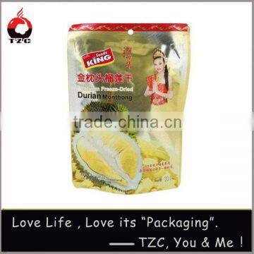 golden dried durian packaging bag stand up sachet