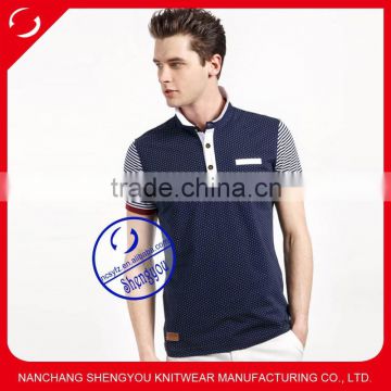 100% cotton korean style desig full printed polo shirts for men 2015