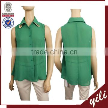 Summer short sleeve stand collar sexy office lady blouse designs WT150332360