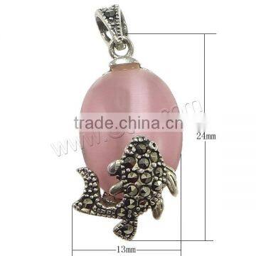 Plated 925 Sterling Silver Cats Eye Pendants