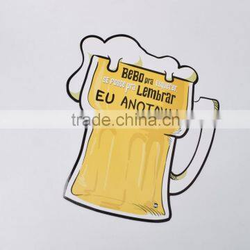 2016 new hot beer mug magnetic writing board fridge sticker for promotion gifts