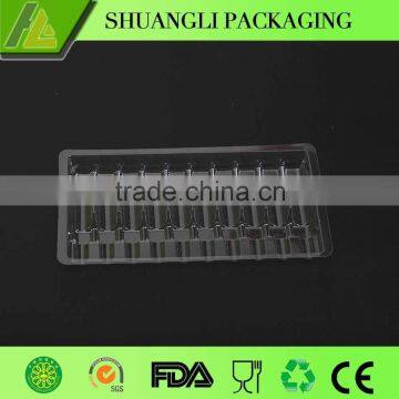 Clear transparent plastic vial ampoule packaging tray