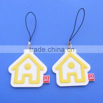 bright color house shaped advertising phone strap charm