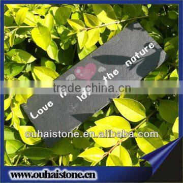 Eco-friendly natural slate stone plant label with wooden stick