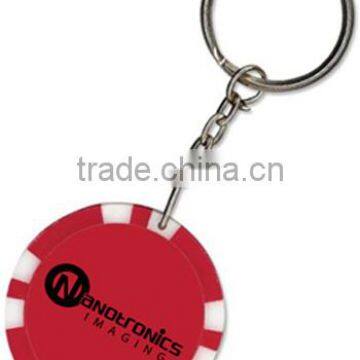 Red Light Up Poker Chip Keychain