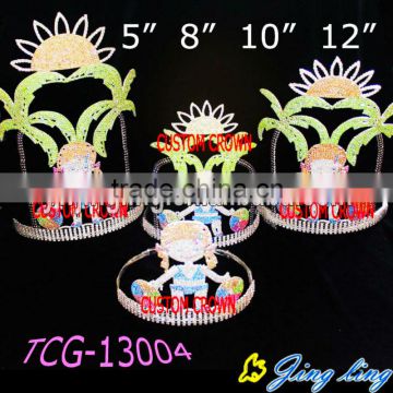 sun tree and girl bikini tiara group pageant crown