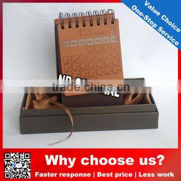 Customized practical creative design desk table calendars leather/leather desk calendar design