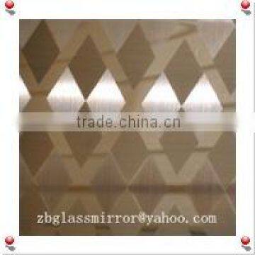 4-12mm acid etched pattern mirror/decorative glass/building glass