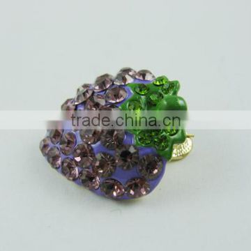 Unique New Hair Clip Alloy Rhinestone Enamel Strawberry