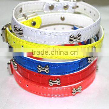 colorful reflective pu dog collar