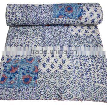 RTHKG-38 Elegant Look Indian Traditional Patchwork Bengali Kantha Hand Stitch Gudari Bedspread Wholesaler Throws Jaipur