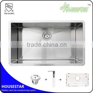 Interior decoration 18 gauge Stainless steel undermount single handmade kitchen sink