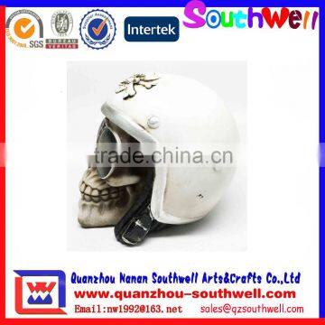 Helmet Skull with Sun Glasses Skeleton Figurine Statue Collectible
