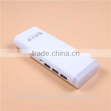 Factory Wholesale 15000mAh 3 USB Power Bank with Big Torch Light