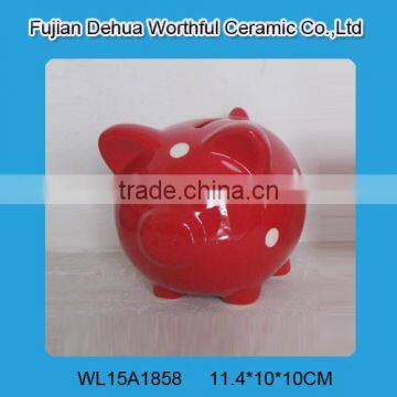 Cate ceramic pig money box,ceramic red piggy bank with white dot painting                        
                                                                                Supplier's Choice