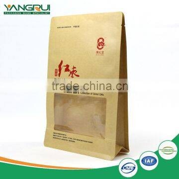 kraft paper bag for food recyclable flat bottom pouch