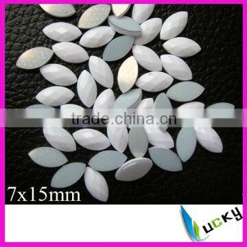 boat 7x15mm hot fix epoxy faceted epoxy opaque white color