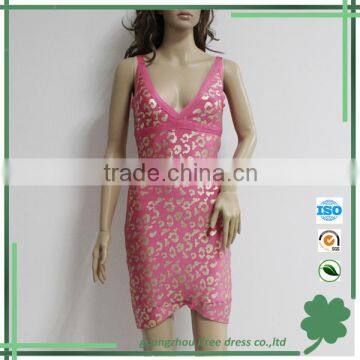 Wholesale pink print spaghetti strap summer dress