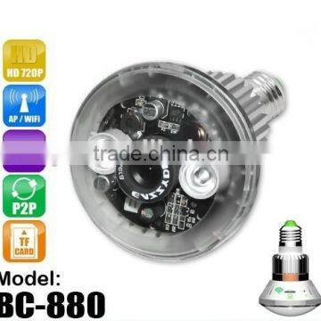 Eazzy DV BC-880 Series, Bulb WiFi/AP HD720P P2P IP Network Camera Email Alert, Night Vision, Circular Storage