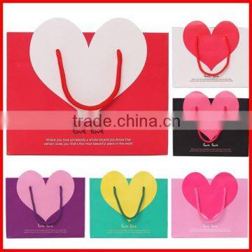 Heart Shape Designed Shopping Paper Bags With Rope Wholesale