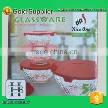 HOT SELLING 5 PIECES GLASS BOWL SET