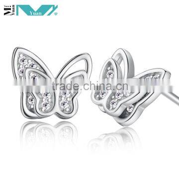 Silver 925 gold plated butterfly earrings