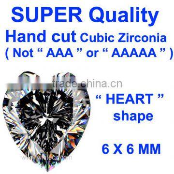 SUPER QUALITY CUBIC ZIRCONIA HAND CUT CZ 6 X 6 MM HEART SHAPE CZ STONE SYNTHETIC DIAMONDS GEMSTONE ( NO MACHINE CUT CZ )