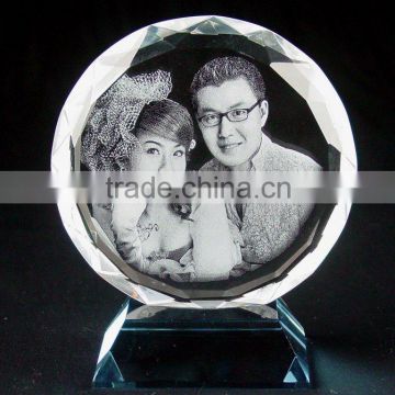 china manufacture crystal sun flower awards with laser picture(R-0023)