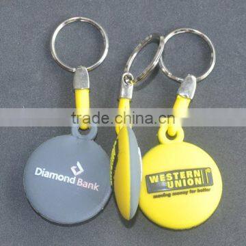 Customized both side 3d pvc Key ring, double side round rubber key chain