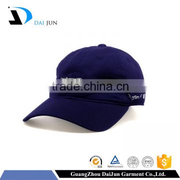 2016 Gunagzhou Daijun oem factory 100% cotton blue colour 2d embroidery curved brim metal buckle unisex custom running hat