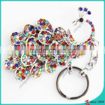 luxury mixed crystals peacock key chain