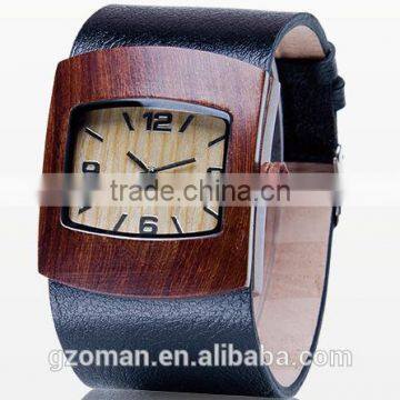top fashion wood leather watch 2016