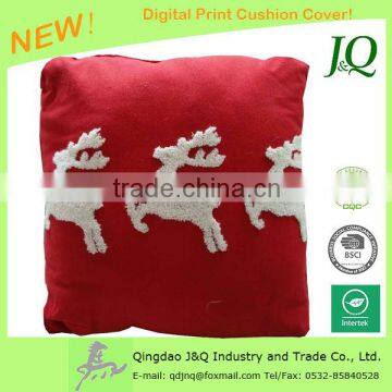 Embroidered Christmas Deer Cushion Cover