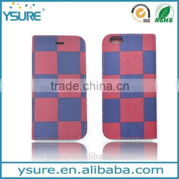 RedBlue Chess Pattern Fabric Book Style Leather Phone Case For Lenovo P90 with PVC ID and credit card slots