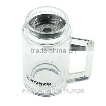 Glass cup with handle and filter