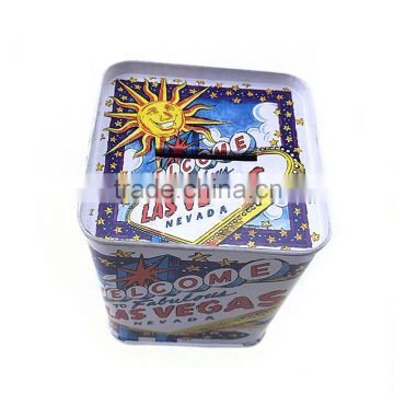 High-end rectangle money coin saving tin box