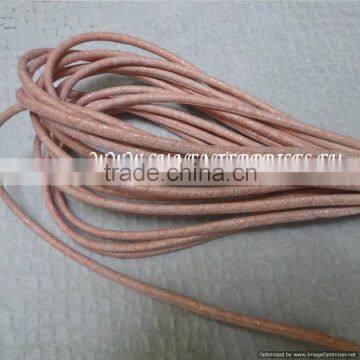 Real Nappa Leather Cords -Real Nappa Leather Round Strobel 4 mm Snake Patch Style